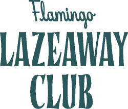 The image contains text in a stylized font that reads: "Flamingo LAZEAWAY CLUB."