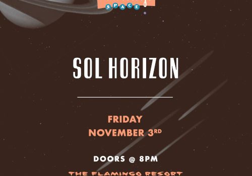 The image is a poster for a Sol Horizon event at The Flamingo Resort in Santa Rosa on Friday, November 3rd, doors open at 8 PM.