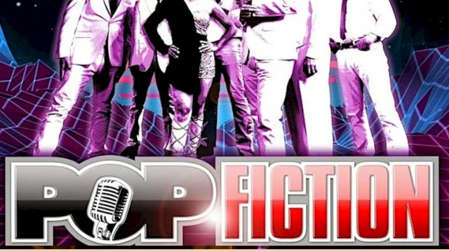 Promotional image for a band called "Pop Fiction" performing on Saturday, March 29 at a venue named Vintage Space.