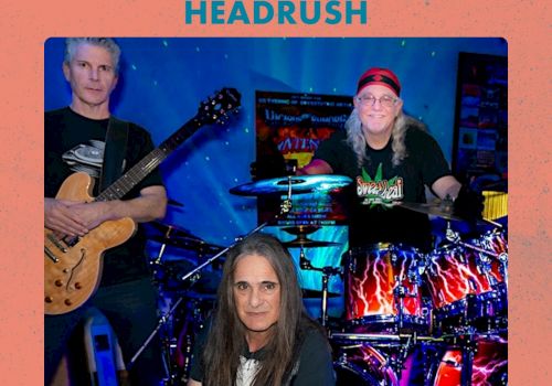 This image is a promotional poster for a band named Headrush, playing at The Flamingo Hotel on June 21, 2024, as part of Vintage Space.